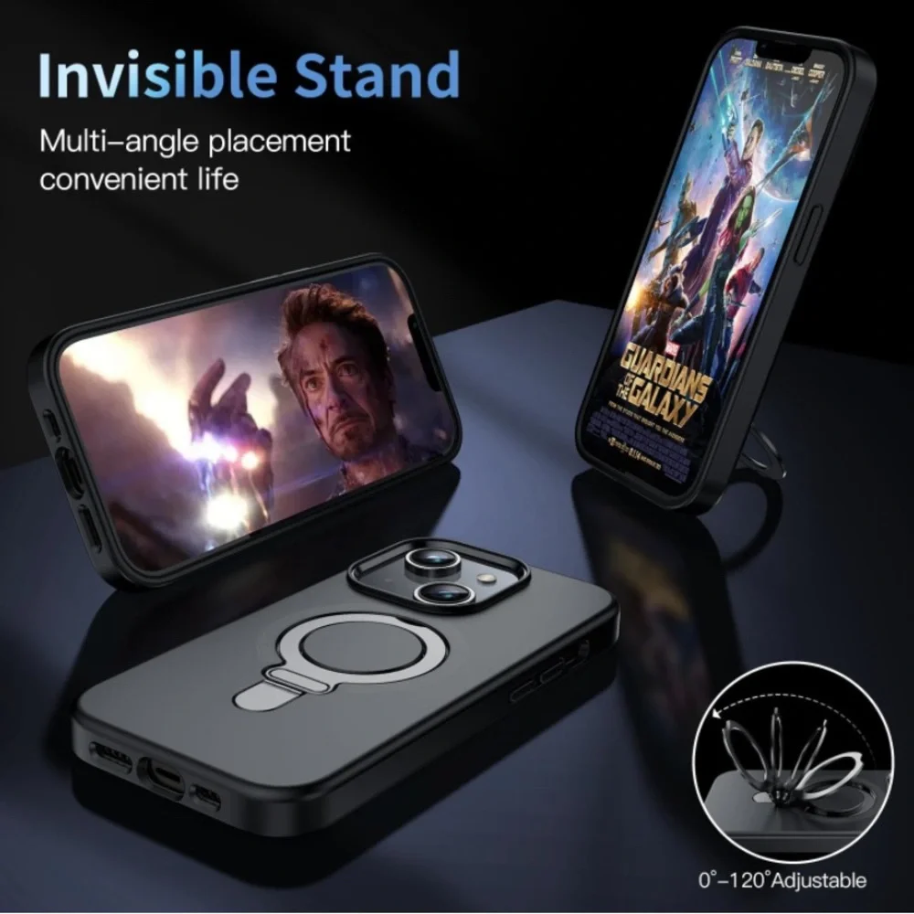 New Magnetic Case for iPhone 15 with Stand Foldable Durable Ring